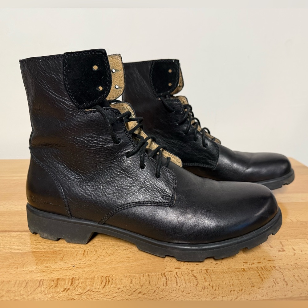 True Religion, Black Leather Men's combat boots, size 9